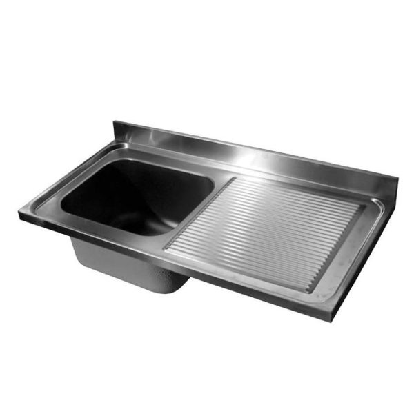 Évier 1 Bac et Egouttoir à Droite avec Dosseret – L 1200 x P 600 mm - 202,69 € HT - CB70131310 - Restauration Pro
