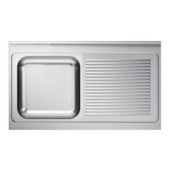 Évier 1 Bac et Egouttoir à Droite avec Dosseret – L 1200 x P 600 mm - 202,69 € HT - CB70131310 - Restauration Pro