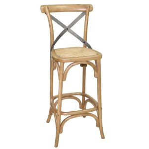 Tabouret De Bar En Bois Avec Dossier Croisé - Métal