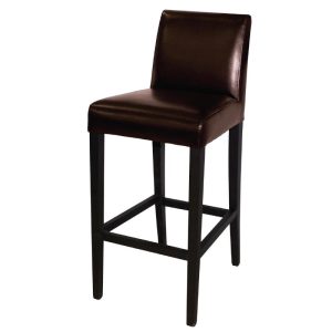 Tabouret De Bar Haut Avec Dossier En Simili Cuir - Marron Foncé