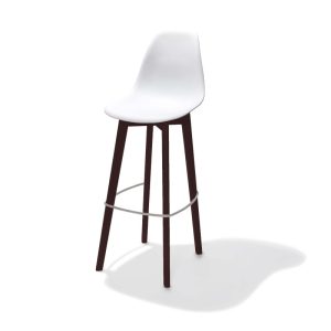 Tabouret de Bar Keeve - Blanc avec Pieds Foncés