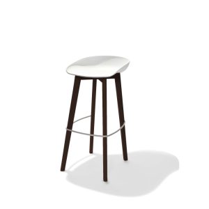 Tabouret de Bar Keeve sans Dossier - Blanc avec Pieds Foncés