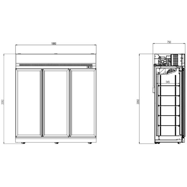 Vitrine Réfrigérée Positive à 3 Portes Vitrées – 1530 L - 1 412,28 € HT - CB74552410 - Restauration Pro